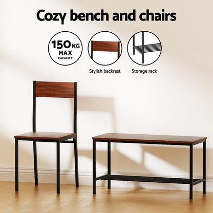 Dining Set With Storage Bench 110x70x76cm