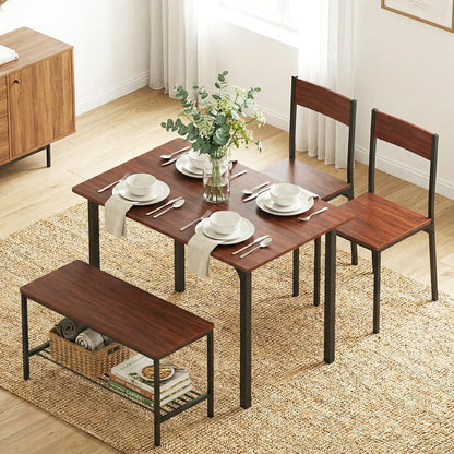 Dining Set With Storage Bench 110x70x76cm