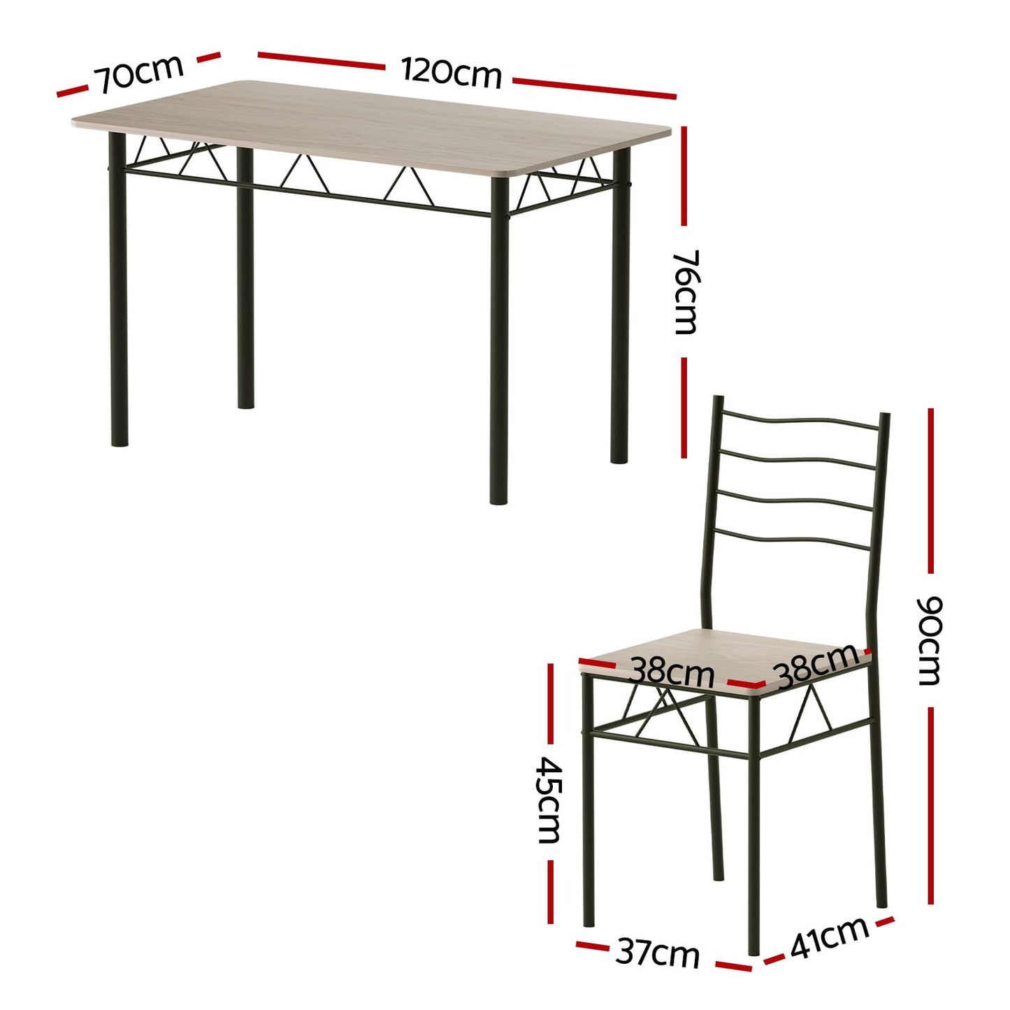 Modern Dining Set Compact 120x70x76cm