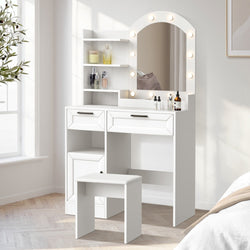Dressing Table Stool Set Arch Mirror 12 LED | HomeAndLiving
