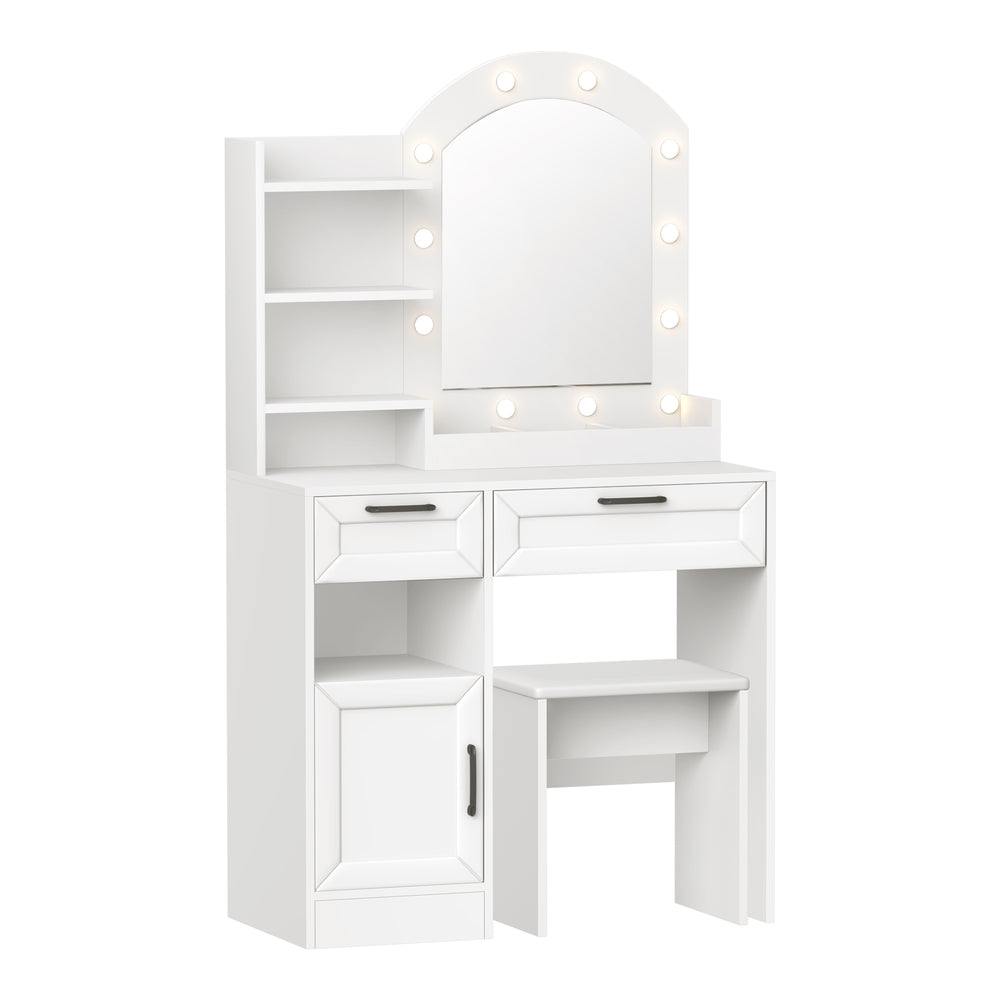 Dressing Table Stool Set Arch Mirror 12 LED | HomeAndLiving