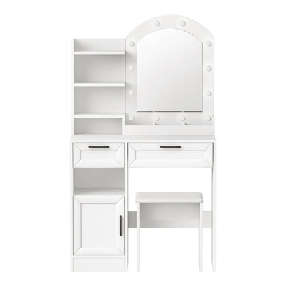 Dressing Table Stool Set Arch Mirror 12 LED | HomeAndLiving