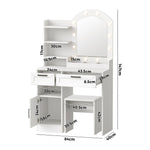 Dressing Table Stool Set Arch Mirror 12 LED | HomeAndLiving
