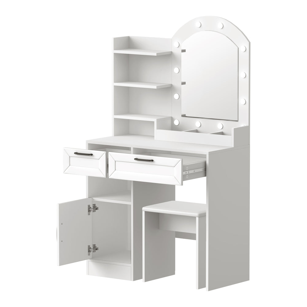 Dressing Table Stool Set Arch Mirror 12 LED | HomeAndLiving