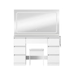 Dressing Table Stool Set with LED Makeup Mirror 7 Drawers
