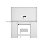 Dressing Table Stool Set with LED Makeup Mirror 7 Drawers