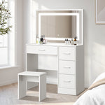 Dressing Table Stool Set Large Mirror LED Light