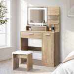 Dressing Table Stool Set LED Light Large Cabinet