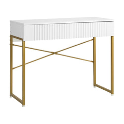 Dressing Table Makeup Desk 2 Drawers White and Gold