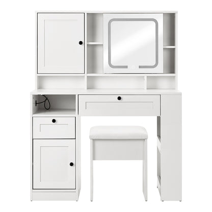 Dressing Table Stool Set LED Mirror Makeup Desk Charging