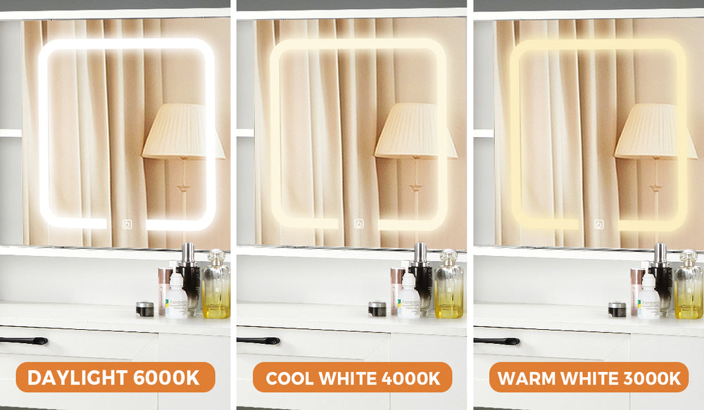 Dressing Table Stool Set LED Mirror Makeup Desk Charging