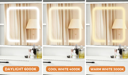 Dressing Table Stool Set LED Mirror Makeup Desk Charging
