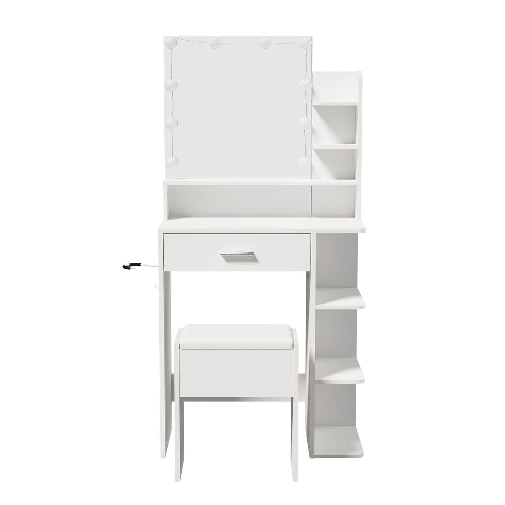 Dressing Table Set White LED 67x36x138.5cm