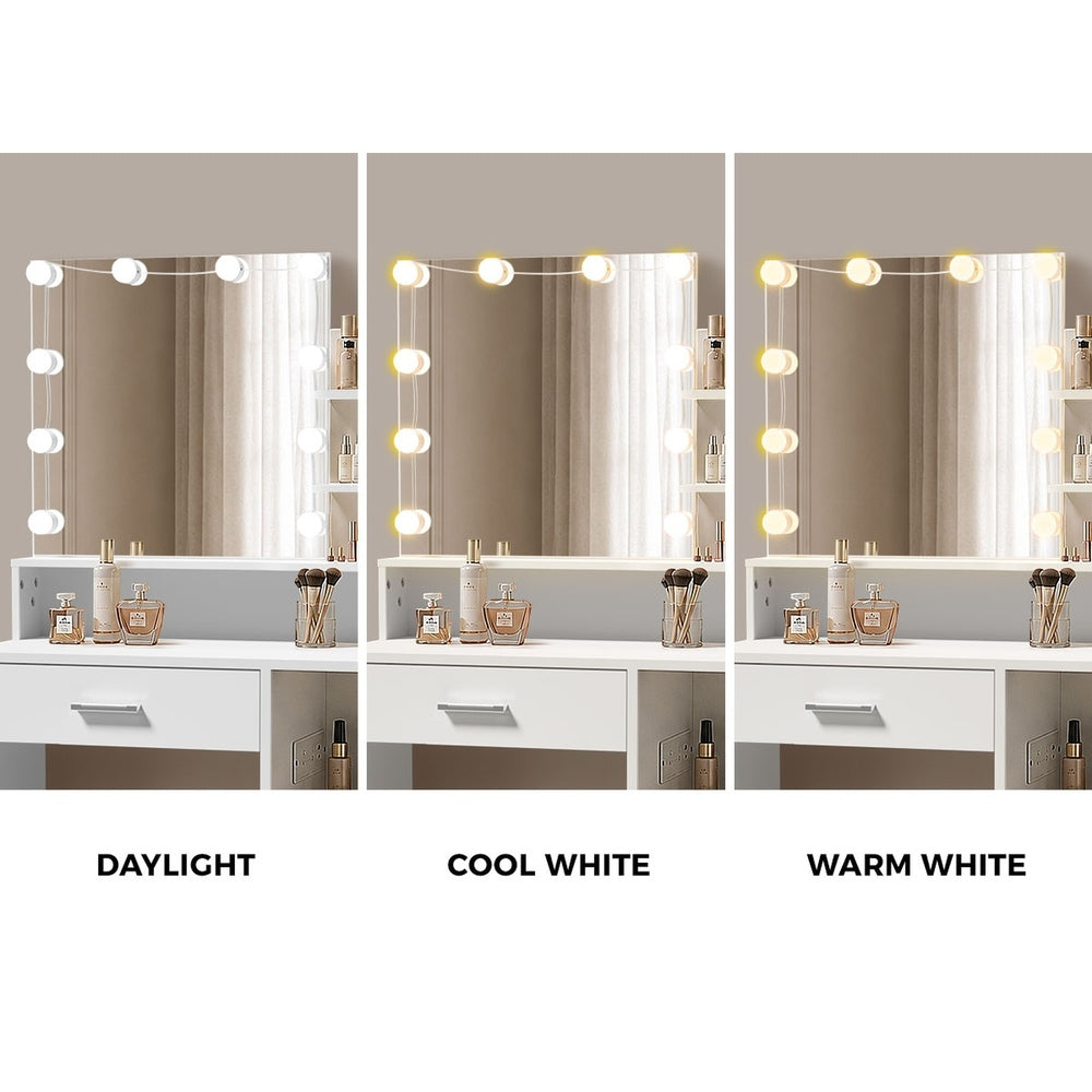 Dressing Table Set White LED 67x36x138.5cm