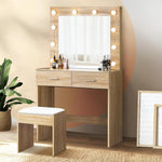 Dressing Table Stool Set Makeup Mirror Storage Desk 10 LED Bulbs