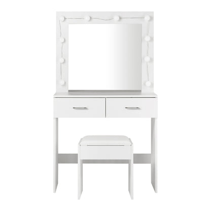 Dressing Table Stool Set Makeup Mirror Storage Desk 10 LED Bulbs
