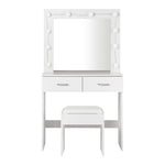 Dressing Table Stool Set Makeup Mirror Storage Desk 10 LED Bulbs