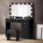 Dressing Table Stool Set Makeup Large Mirror Dresser 12 LED Bulbs