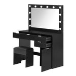 Dressing Table Stool Set Makeup Large Mirror Dresser 12 LED Bulbs