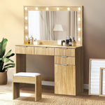 Dressing Table Stool Set Makeup Large Mirror Dresser 12 LED Bulbs