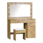 Dressing Table Stool Set Makeup Large Mirror Dresser 12 LED Bulbs