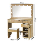 Dressing Table Stool Set Makeup Large Mirror Dresser 12 LED Bulbs