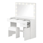 Dressing Table Stool Set Makeup Large Mirror Dresser 12 LED Bulbs