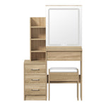 Dressing Table Stool Set LED Slide Mirror (Black/Natural/White)