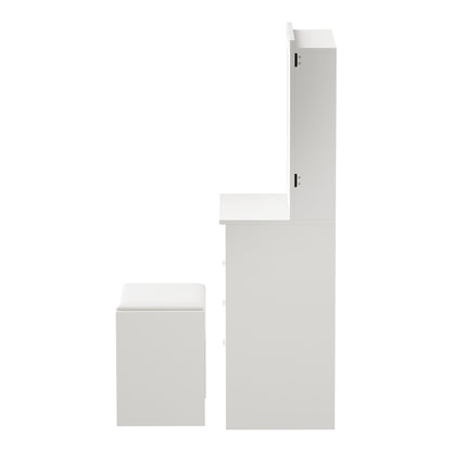 Dressing Table Stool Set LED Slide Mirror (Black/Natural/White)