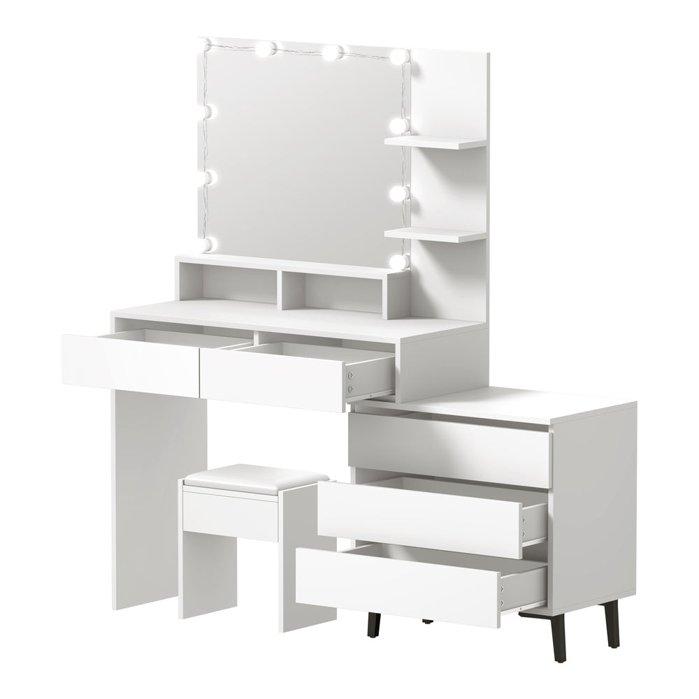 Dressing Table Stool Set 10 LED Bulbs White