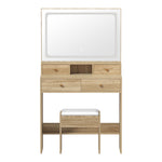 Dressing Table Stool Set LED Mirror Natural/White