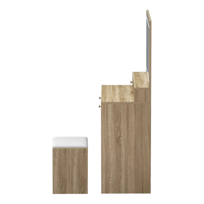 Dressing Table Stool Set LED Mirror Natural