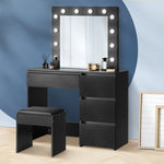 Makeup Desk with Mirror, Storage, and 12 LED Lighting-Wood\White\Black