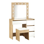 Makeup Desk with Mirror, Storage, and 12 LED Lighting-Wood\White\Black