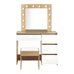 Makeup Desk with Mirror, Storage, and 12 LED Lighting-Wood\White\Black