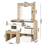 Makeup Desk with Mirror, Storage, and 12 LED Lighting-Wood\White\Black