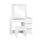 Makeup Desk with Mirror, Storage, and 12 LED Lighting-Wood\White\Black