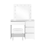 Makeup Desk with Mirror, Storage, and 12 LED Lighting-Wood\White\Black