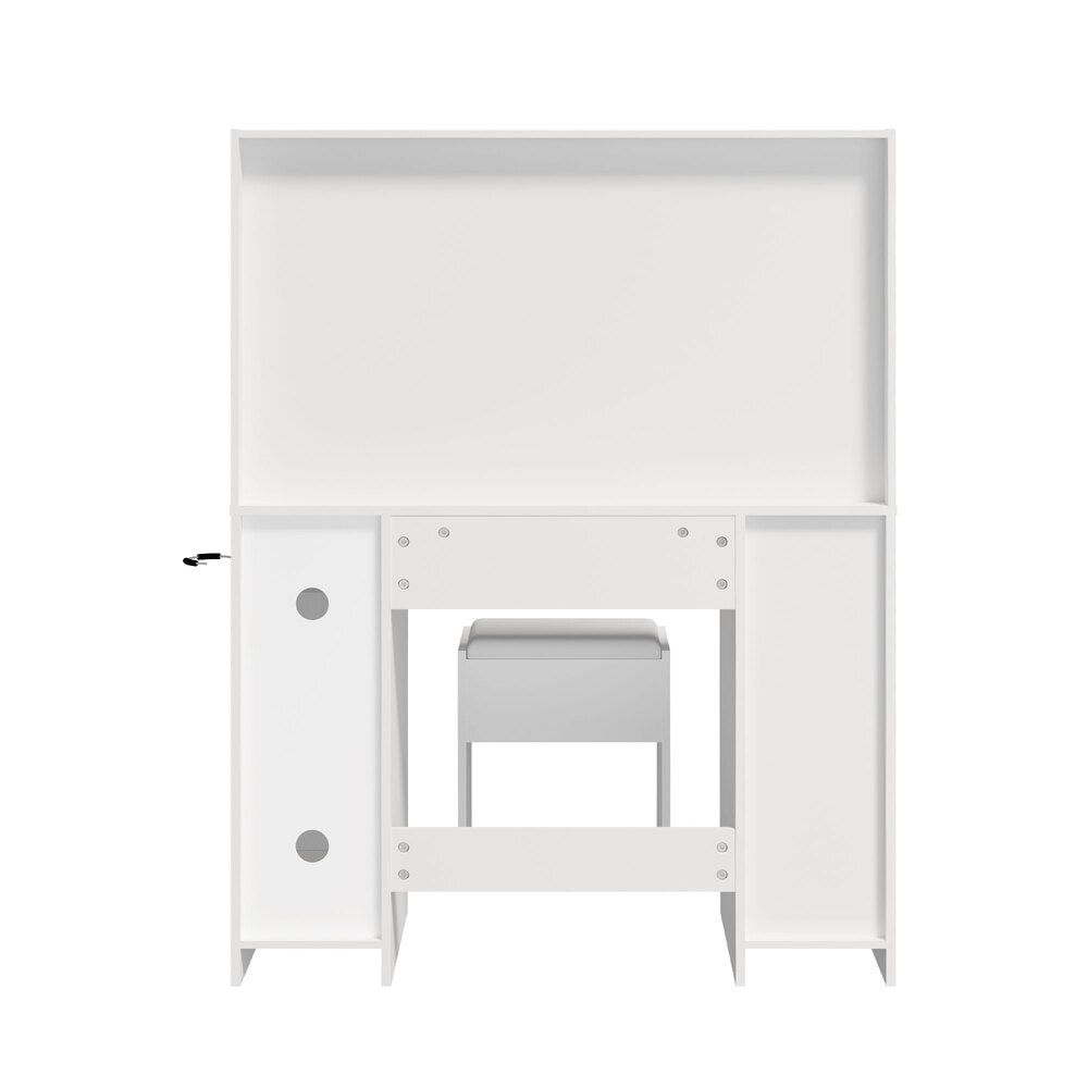 Dressing Table Glass Top White 105x40x137cm