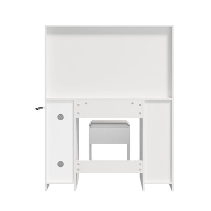 Dressing Table Glass Top White 105x40x137cm