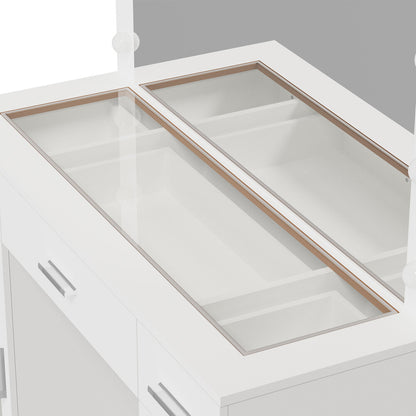 Dressing Table Glass Top White 105x40x137cm