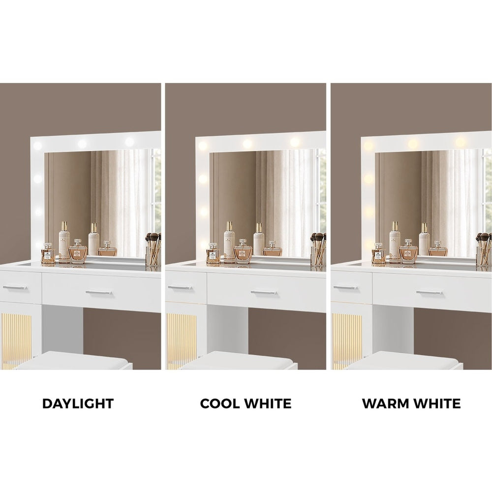 Dressing Table Glass Top White 105x40x137cm