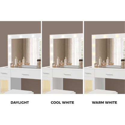 Dressing Table Glass Top White 105x40x137cm