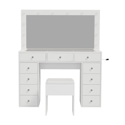 Dressing Table Set White Glass 120x35x142cm