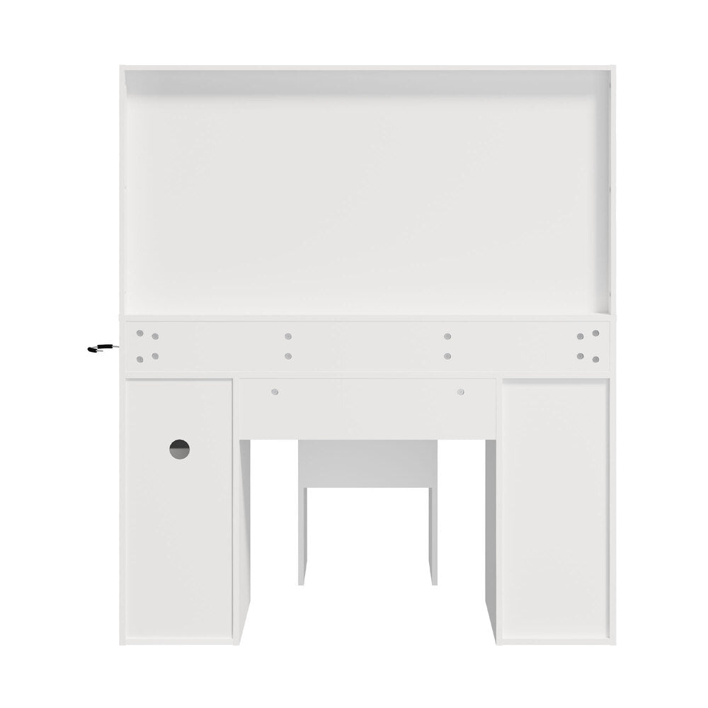 Dressing Table Set White Glass 120x35x142cm
