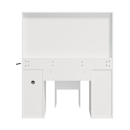Dressing Table Set White Glass 120x35x142cm