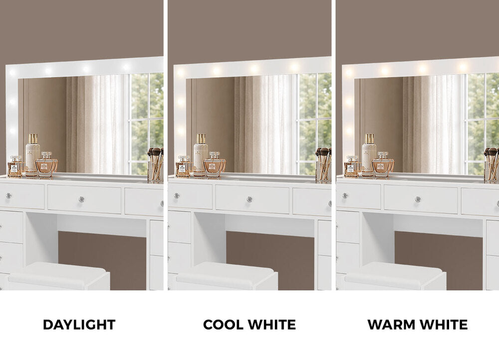 Dressing Table Set White Glass 120x35x142cm