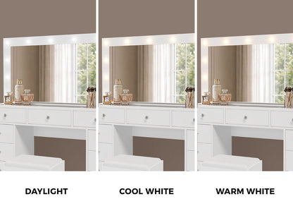 Dressing Table Set White Glass 120x35x142cm