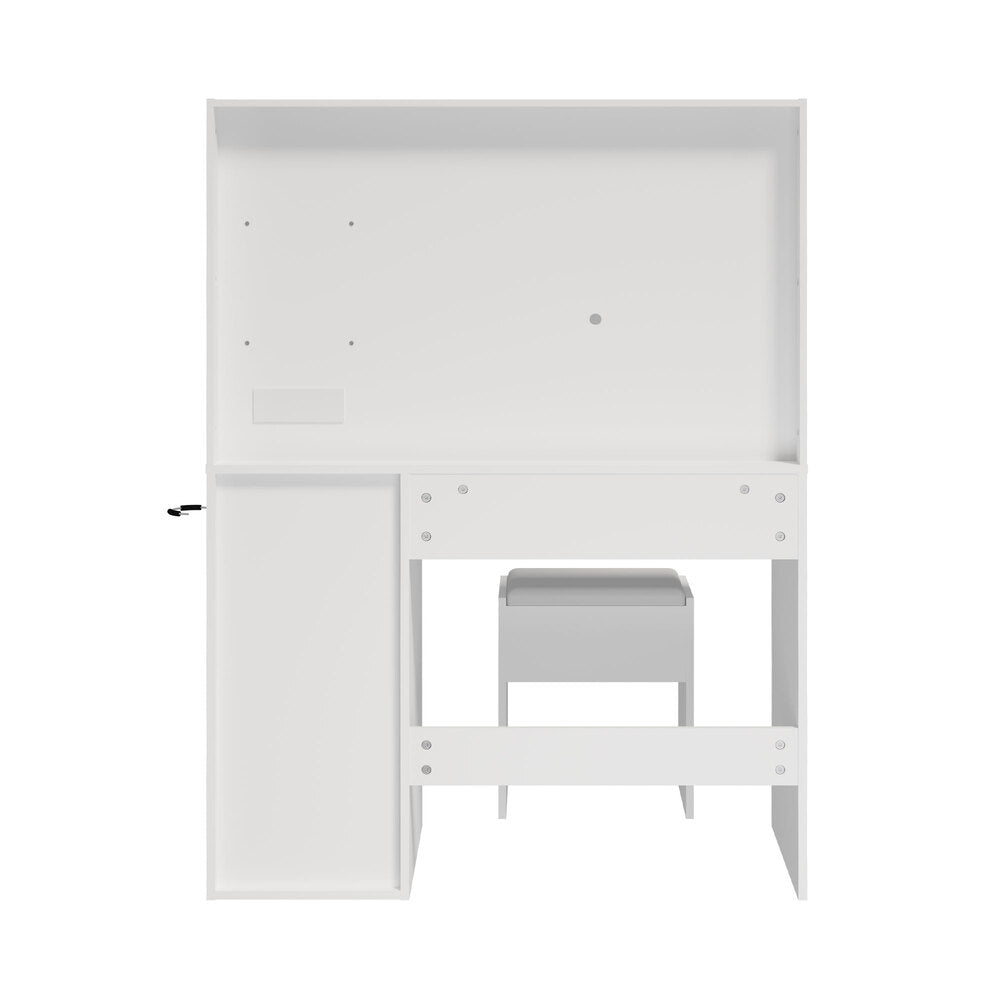 Dressing Table Set White LED Lights 104x43x140.5cm