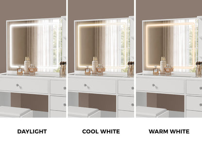 Dressing Table Set White LED Lights 104x43x140.5cm